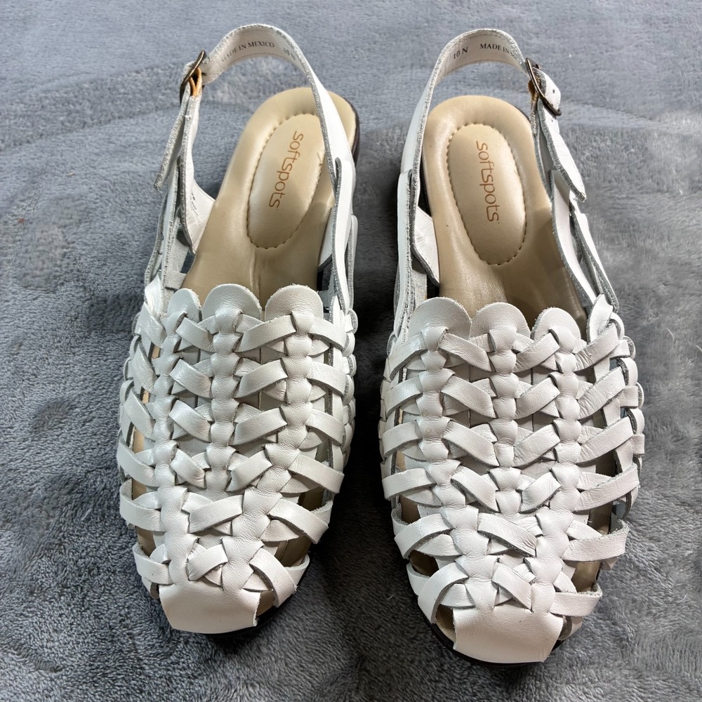 Softspots Womens Sandals Tobago White Size US 10N Leather Upper Balance Man Made
